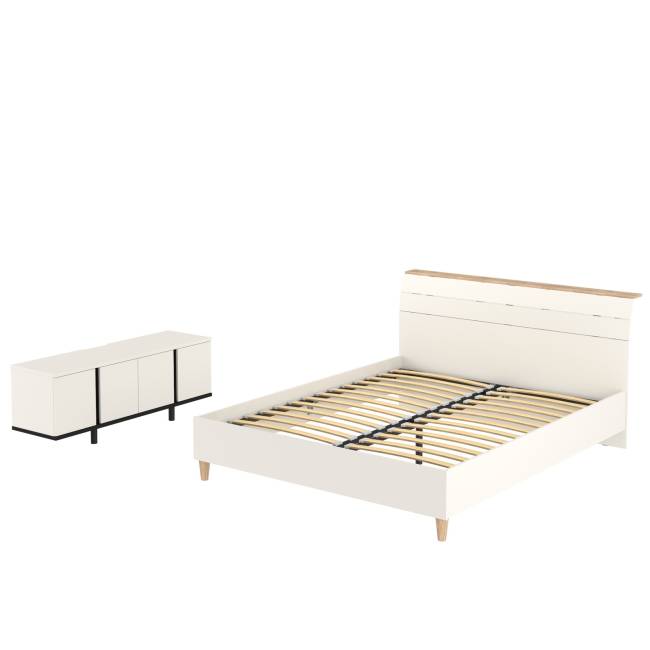 Кровать 11.41 Муссон 1600 с ортопедом и ТВ-тумба Квадро 13.276 цвет белый/чёрный/дуб эндгрейн элегантный Кровать 11.41 Муссон 1600 с ортопедом и ТВ-тумба Квадро 13.276 цвет белый/чёрный/дуб эндгрейн элегантный