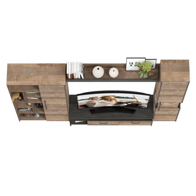 Стенка для гостиной в лофт стиле Трувор № 19 цвет дуб гранж песочный/интра