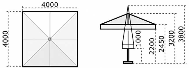 Зонт профессиональный телескопический 4х4 м Leonardo Telescopic антрацит, слоновая кость 4000х4000 мм Зонт профессиональный телескопический 4х4 м Leonardo Telescopic антрацит, слоновая кость 4000х4000 мм