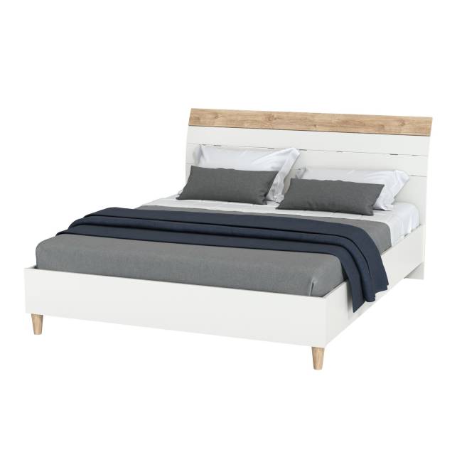 Двуспальная кровать Муссон с ортопедическим основанием цвет белый/дуб эндгрейн элегантный Двуспальная кровать Муссон с ортопедическим основанием цвет белый/дуб эндгрейн элегантный