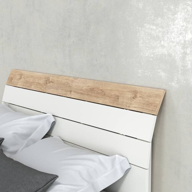 Двуспальная кровать Муссон с ортопедическим основанием цвет белый/дуб эндгрейн элегантный Двуспальная кровать Муссон с ортопедическим основанием цвет белый/дуб эндгрейн элегантный