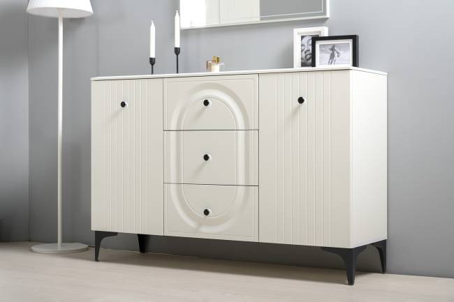 Пенал со стеклом и комод-ТВ-тумба Валенсия цвет белый шагрень Пенал со стеклом и комод-ТВ-тумба Валенсия цвет белый шагрень