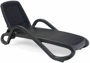 Шезлонг-лежак пластиковый Alfa антрацит 1700-1945х710х850 мм