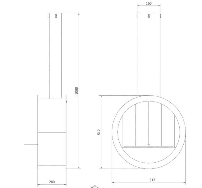 Биокамин подвесной Kratki Orbio TUV