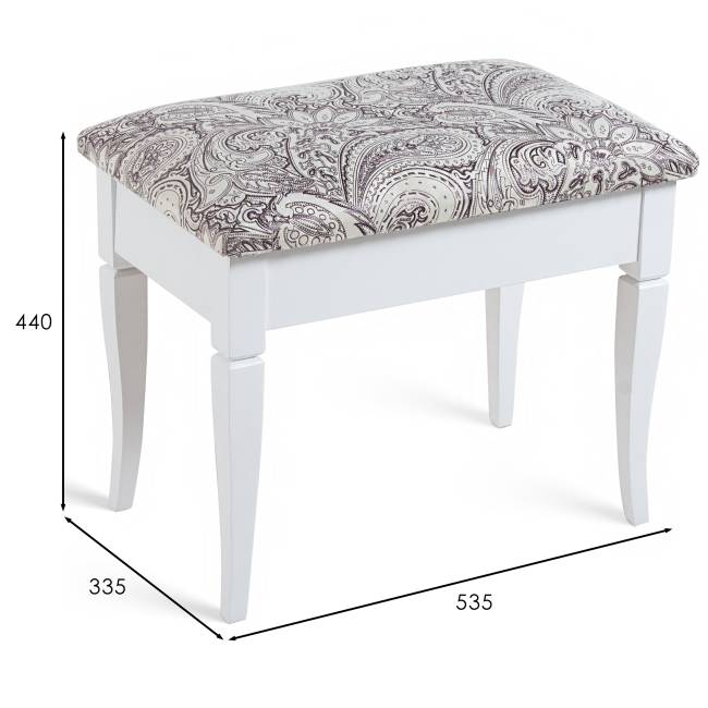 Банкетка Ретро М с ящиком белый, ткань меркурий