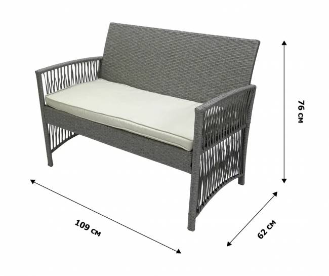 Набор мебели Лондон (стол+2кресла+диван ротанг серо-бежевый, подушки бежевые) Набор мебели Лондон (стол+2кресла+диван ротанг серо-бежевый, подушки бежевые)