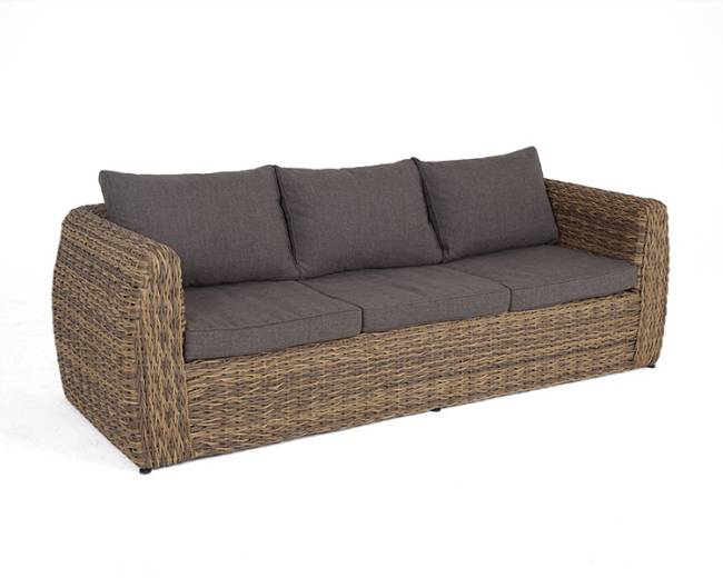 "Кальяри" диван из искусственного ротанга (гиацинт) трехместный, цвет соломенный