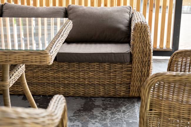 "Кальяри" диван из искусственного ротанга (гиацинт) трехместный, цвет соломенный