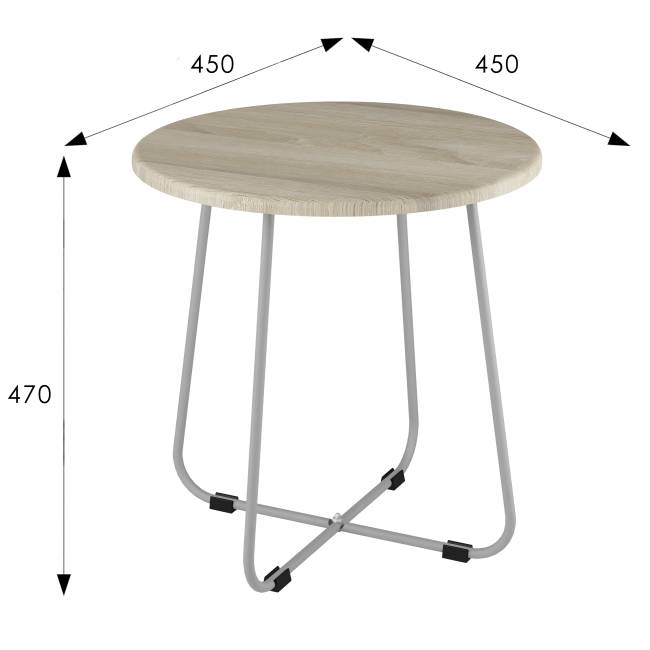 Стол журнальный BeautyStyle 14 дуб сонома/металлик