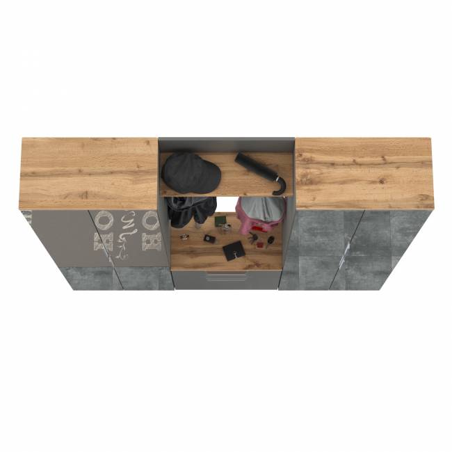 Большая прихожая Октава № 27 цвет серый графит/дуб крафт золотой