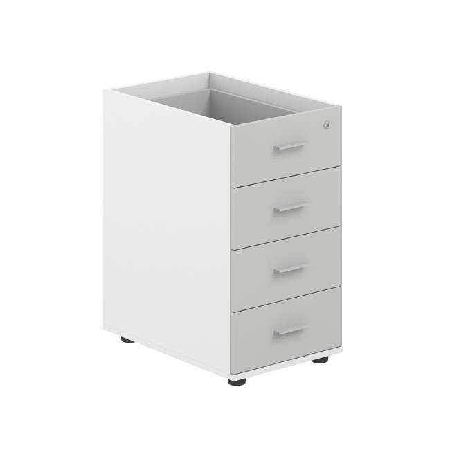 SG.521.WH.SH / Тумба приставная 400х600х725 с 4 ящ., с замком без топа / корпус: белый; фасады: серый бархат