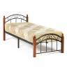 Кровать AT-8077 дерево гевея/металл, 90*200 см (Single bed), красный дуб/черный дуб темный