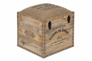 Пуф - сундук Secret de Maison Perret/Перрет (мод. M-540) массив манго/ткань хлопок, 45х45х50см, натуральный/ткань: винтаж натуральный дерево манго/ткань хлопок