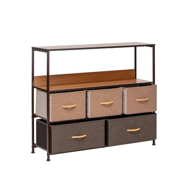 Комод Leset Локи 5 ящиков с полкой Коричневый Бежевый, светло-коричневый, темно-коричневый