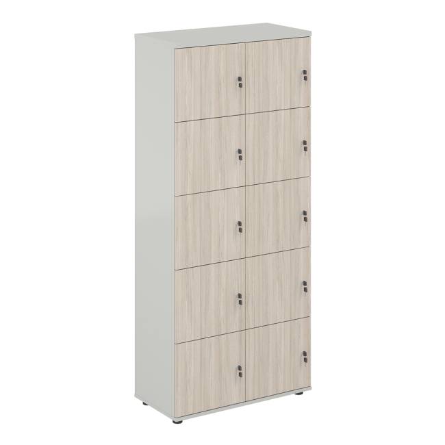 SG.820.SH.OL / Локер 10 ячеек 800х400х1866 / корпус: серый бархат; фасады: дуб светлый