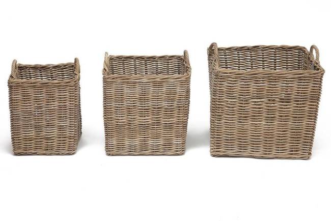 Корзина Secret de Maison Намбо/Nambo (набор из 3 штук) натуральный ротанг, 57х57х50/58, 47х57х47/55, 36х36х43/50см, натуральный кубу Натуральный Кубу / Natural Kubu натуральный ротанг
