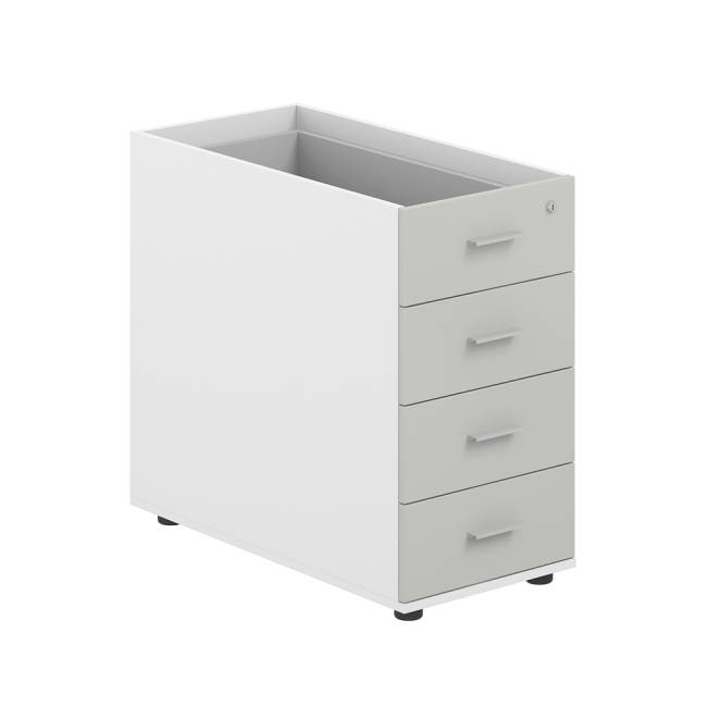 SG.523.WH.SH / Тумба приставная 400х800х725 с 4 ящ., с замком без топа / корпус: белый; фасады: серый бархат