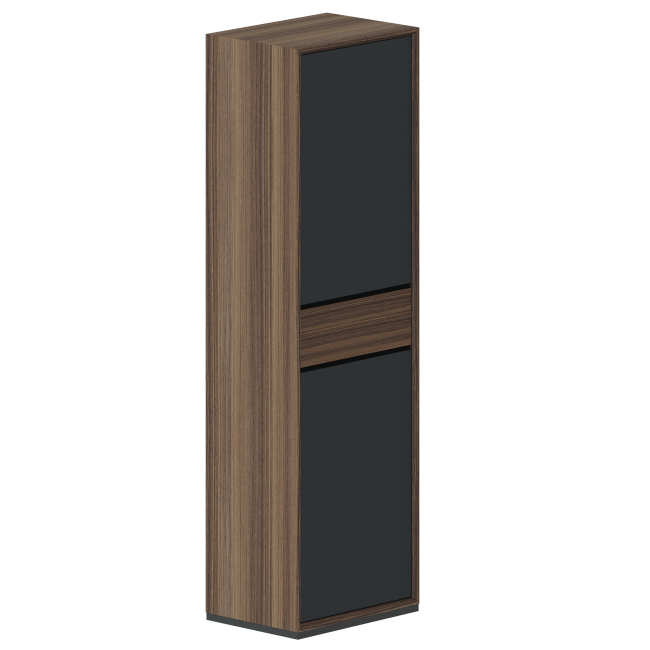 QZ.0302.BW.GF / Шкаф 1-секционный 620х450х2060  с гл. дверью / цвет: американский орех/ графит