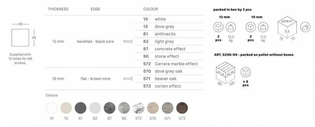 Столешница квадратная Compact Laminate для подстолья Nemo, Domino, Tiffany, Cross состаренный серый дуб 600х600х10 мм Столешница квадратная Compact Laminate для подстолья Nemo, Domino, Tiffany, Cross состаренный серый дуб 600х600х10 мм