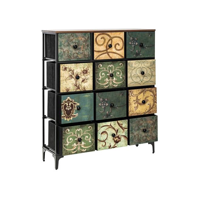 Комод Leset Лунет 12 ящ. Чёрный Мульти зеленый