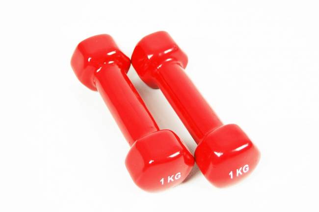 Гантель виниловая "ATLAS SPORT", 1 кг (красная) (1 ШТ)