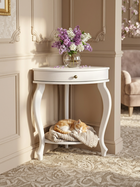 Консоль угловая Элегант молочный дуб Л