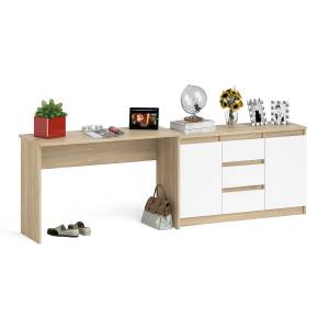 Письменный стол 1200 с комодом-тумбой МК-1200-3 Мори цвет дуб сонома/белый