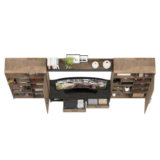 Большая стенка в гостиную в лофт стиле Трувор № 75 цвет дуб гранж песочный/интра Большая стенка в гостиную в лофт стиле Трувор № 75 цвет дуб гранж песочный/интра