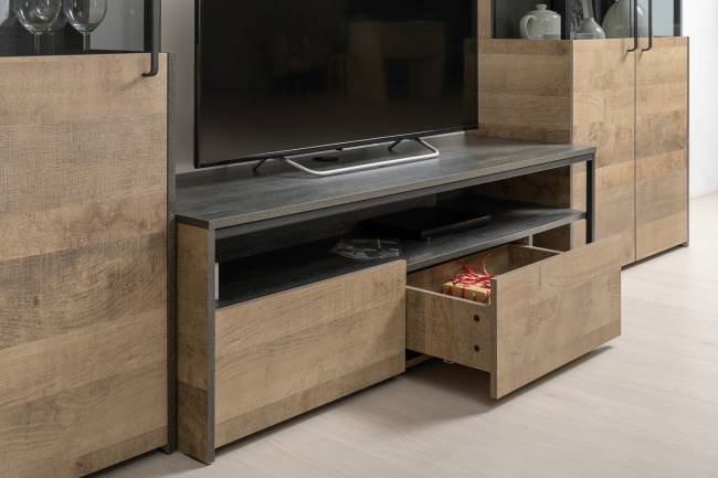 Большая стенка в гостиную в лофт стиле Трувор № 75 цвет дуб гранж песочный/интра Большая стенка в гостиную в лофт стиле Трувор № 75 цвет дуб гранж песочный/интра