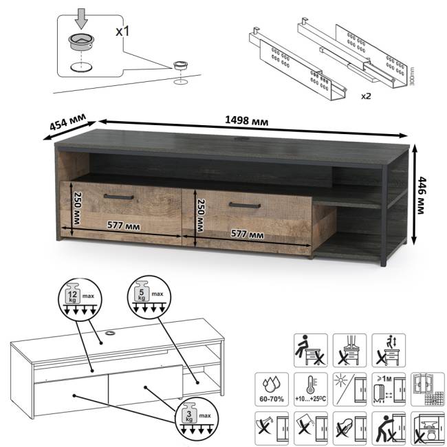Большая стенка в гостиную в лофт стиле Трувор № 75 цвет дуб гранж песочный/интра Большая стенка в гостиную в лофт стиле Трувор № 75 цвет дуб гранж песочный/интра