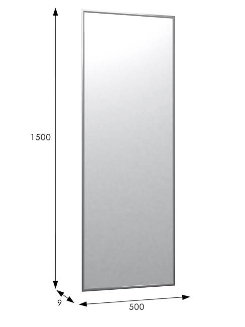 Зеркало настенное в раме Сельетта-5, глянец серебро 150 см х 50 см