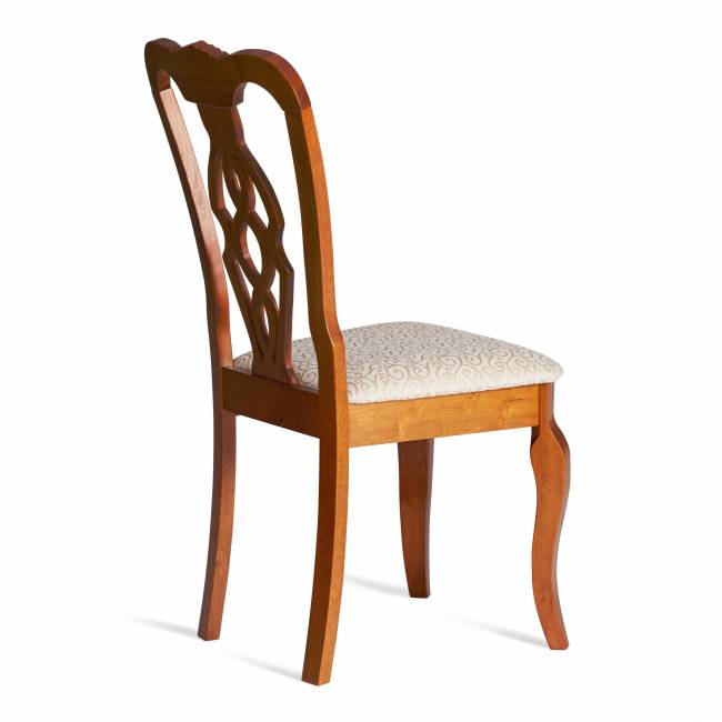 Стул Афродита/Aphrodite/1 шт. в упаковке дерево гевея, 46х54х99см, эспрессо дуб в красноту, ткань кремовая с рисунком а04 Espresso (дуб в красноту) дерево гевея