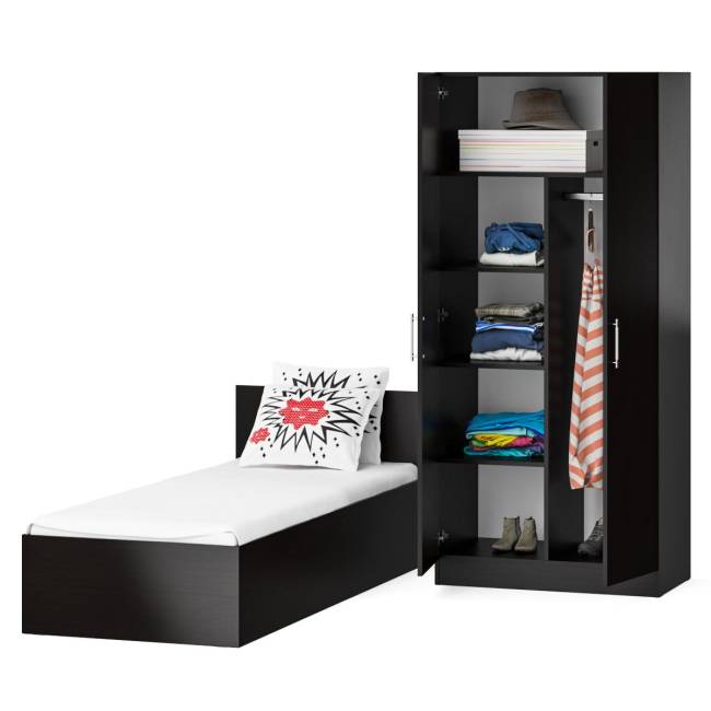 Кровать односпальная 800 со шкафом для одежды 2-х створчатым Стандарт цвет венге Кровать односпальная 800 со шкафом для одежды 2-х створчатым Стандарт цвет венге