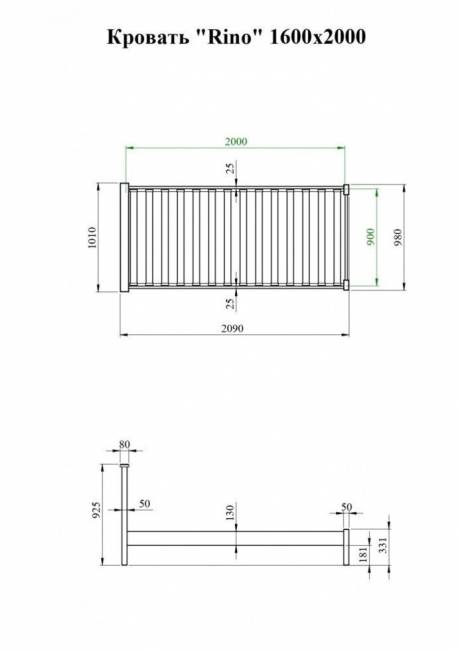 Кровать Rino 800 х 2000 ясень, сонома
