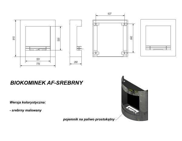 Биокамин Kratki AF стальной, TUV