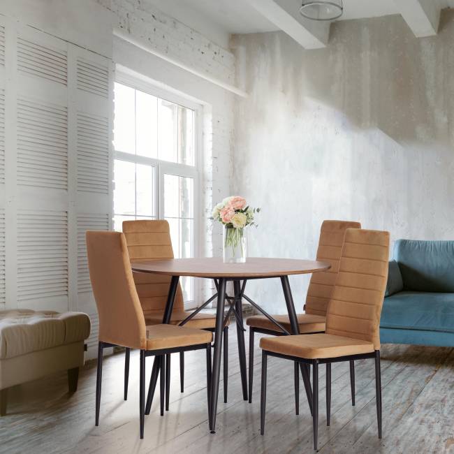 Стул Изи/Easy (мод.JSC02-1)/1 шт. в упаковке металл, флок, 41х52х96см, золотисто - коричневый HLR12/черный коричневый металл, флок