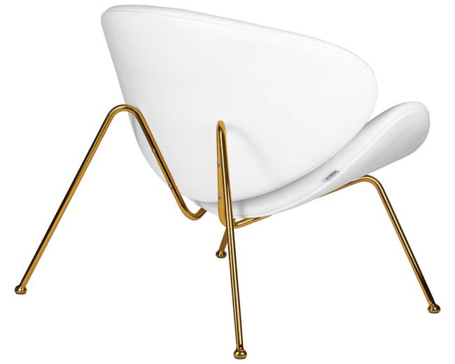 Кресло дизайнерское DOBRIN EMILY, белый винил YP17, золотое основание