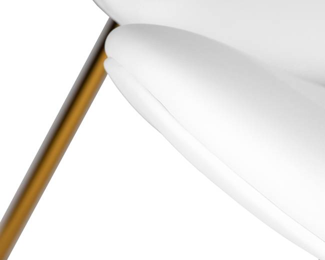 Кресло дизайнерское DOBRIN EMILY, белый винил YP17, золотое основание