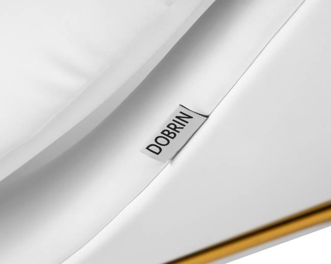 Кресло дизайнерское DOBRIN EMILY, белый винил YP17, золотое основание