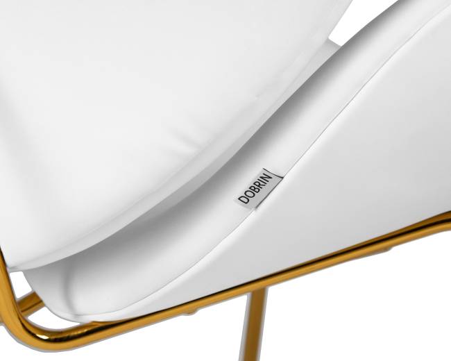 Кресло дизайнерское DOBRIN EMILY, белый винил YP17, золотое основание