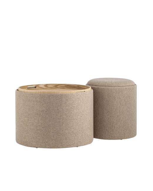 Пуф-столик с ящиком Хюгге L рогожка бежевый