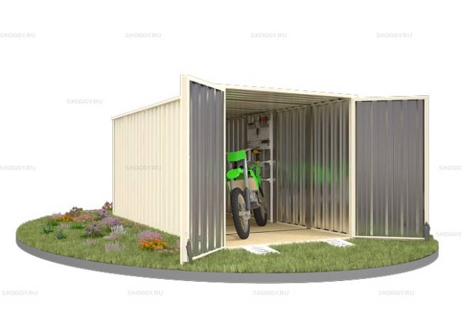 Хозблок SKOGGY секционный с плоской крышей 5 х 2 м, слоновая кость