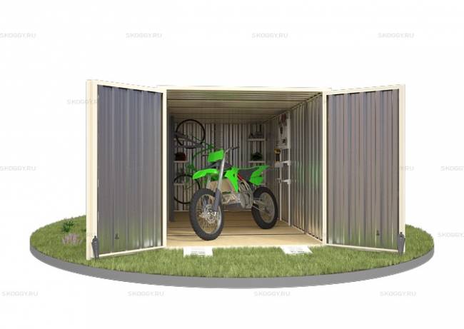Хозблок SKOGGY секционный с плоской крышей 5 х 2 м, слоновая кость