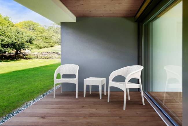 Столик плетеный для шезлонга GT 1009 белый 450х450х450 мм Столик плетеный для шезлонга GT 1009 белый 450х450х450 мм