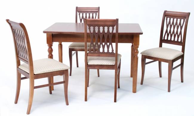 Обеденная группа Верди 120 со стульями Рич/ ромб бежевый, Орех