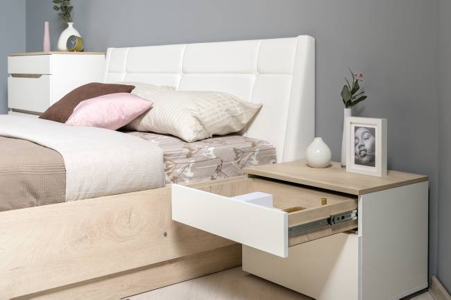 Тумба прикроватная Муссон 16.03 цвет белый/дуб эндгрейн элегантный