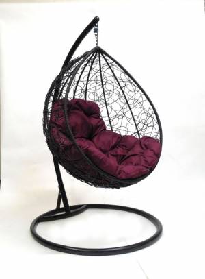 Подвесное кресло кокон «капля ротанг» чёрный