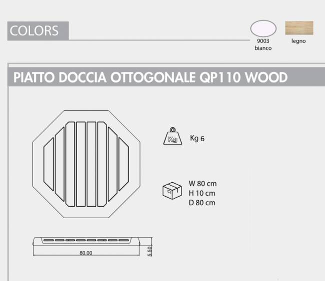 Поддон для уличного душа QP110 Wood белый 800х800х55 мм Поддон для уличного душа QP110 Wood белый 800х800х55 мм