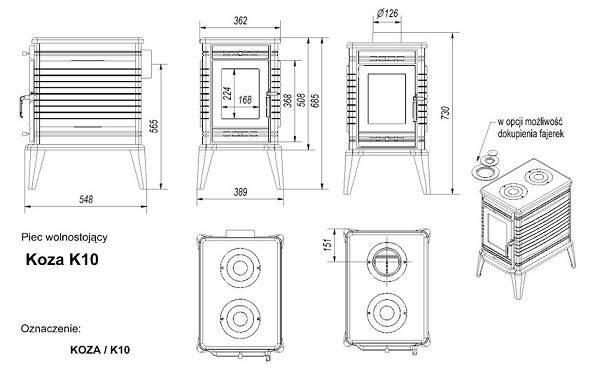 Чугунная печь Kratki Koza/K10