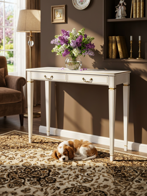 Консоль Васко В 91Н белый ясень/золото